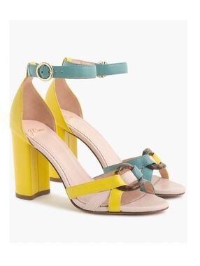 J. Crew Stella heels in colorblock leather with tortoise buckle